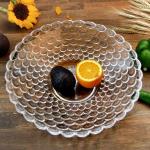 Crystal Glass Fruit Salad Bowl Bubble Pattern
