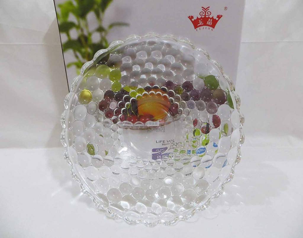 Crystal Glass Fruit Salad Bowl Bubble Pattern