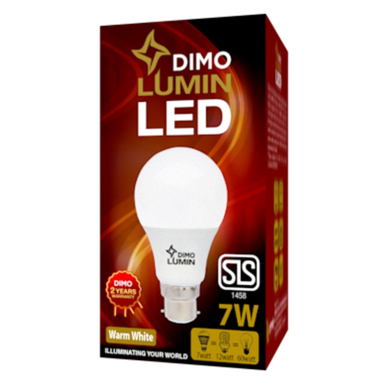 Dimo Lumin LED A3 Bulb B22 7W Warm White - Pin Type