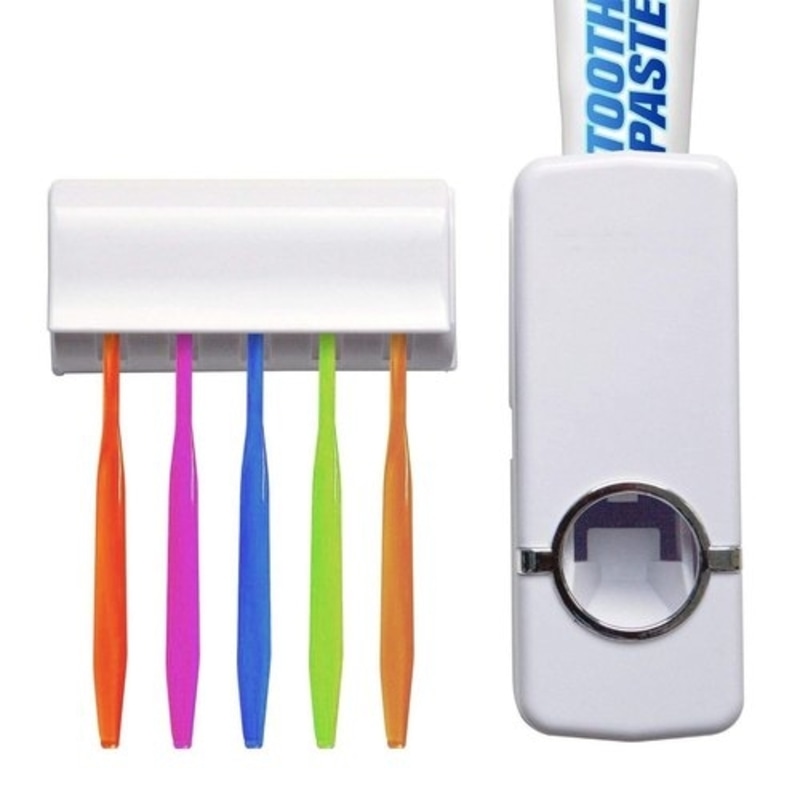 Automatic Toothpaste Dispenser With Toothbrush Holder