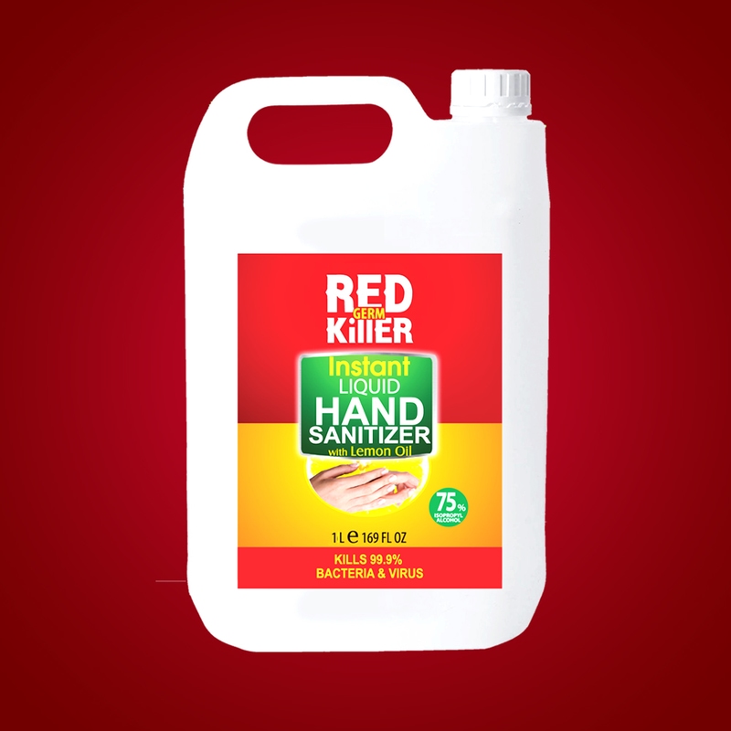 4Rever Red Germ Killer Instant Hand Santizer Liquid With 75 % Alcohol - 1L