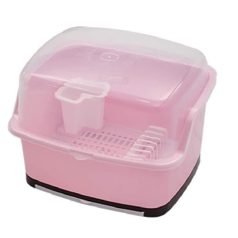 Daxer Plate Rack With Cover + Tray Pink - PPR 004