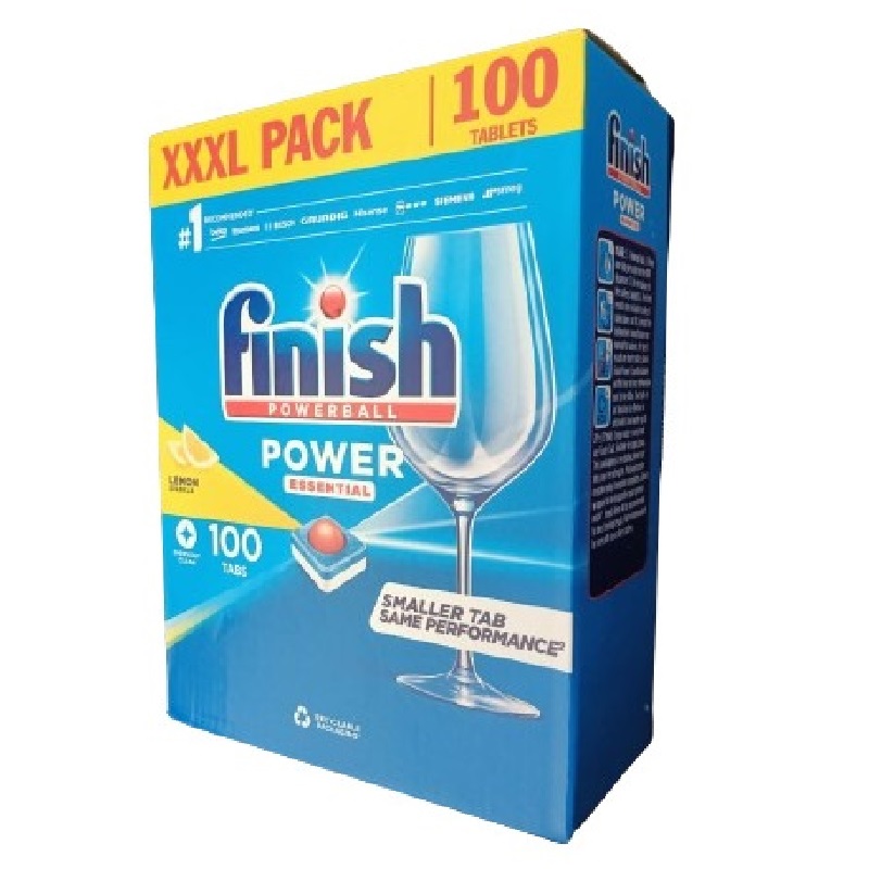 Finish Powerball All in 1 Deep Clean Essential Dishwasher Tablets Lemon Sparkle XXXL Pack (100 Tablets)