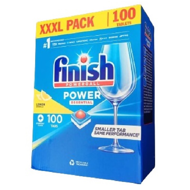 Finish Powerball All in 1 Deep Clean Essential Dishwasher Tablets Lemon Sparkle XXXL Pack (100 Tablets)